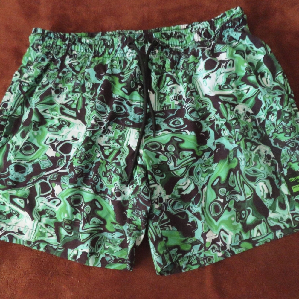 Strangers Only Mens Brief Lined geo Swim Shorts 6" Small limited 225 units